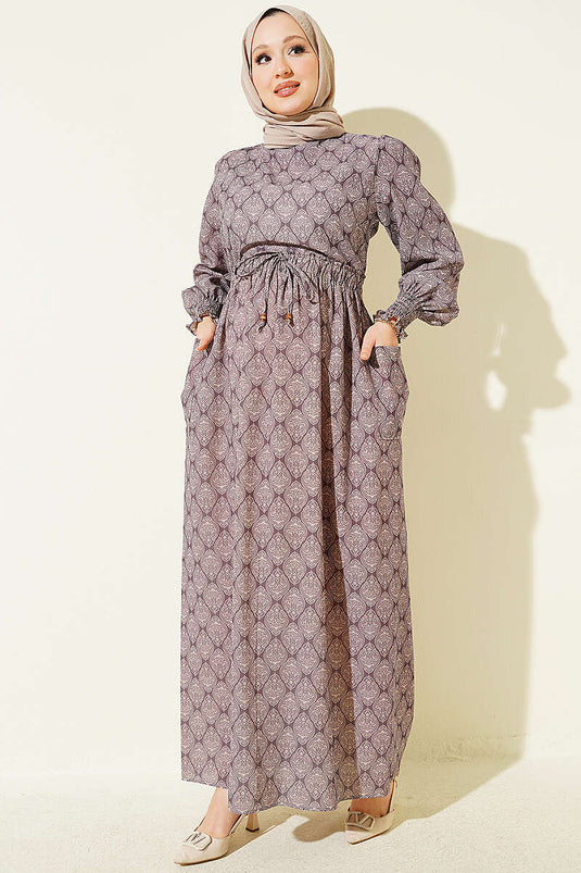 Robe Ethnique Élastiquée Taille En Mink