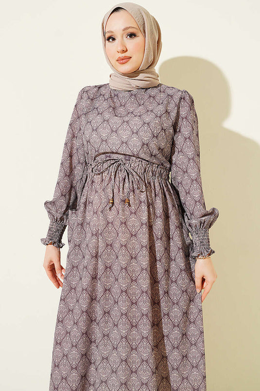 Robe Ethnique Élastiquée Taille En Mink