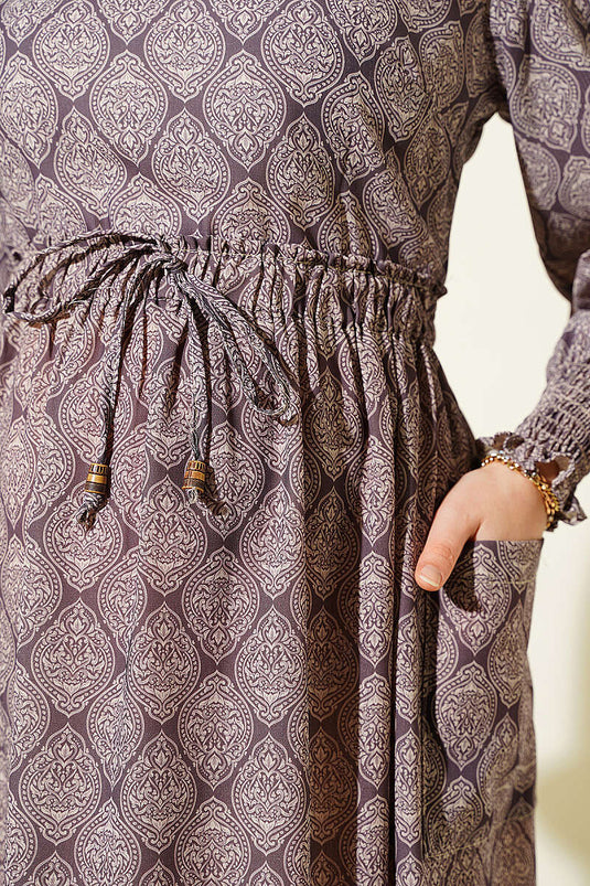 Robe Ethnique Élastiquée Taille En Mink