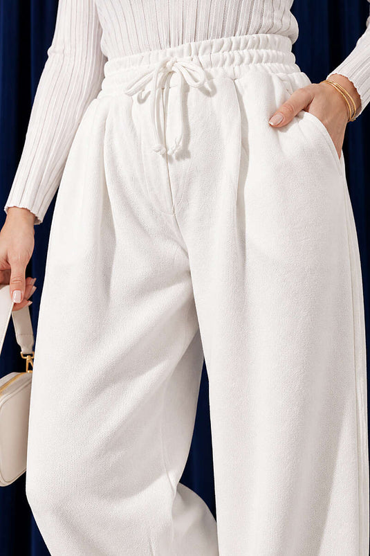 Pantalón Suelto Plisado Con Elastico Beis