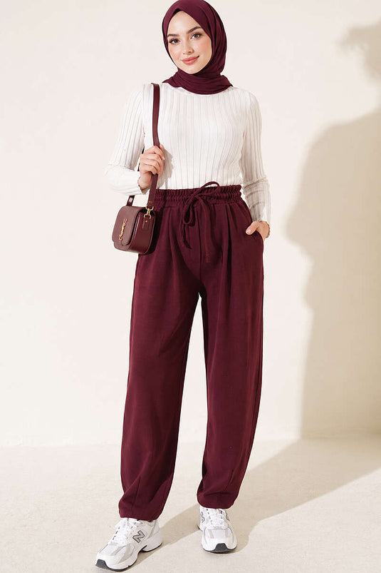 Pantalon Mauve Élastiqué Ample