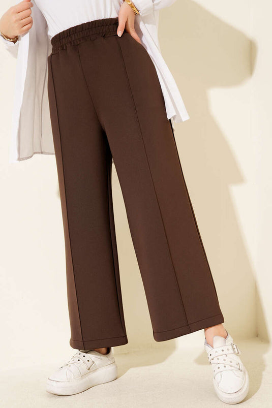 Pantalones De Buceo De Pierna Ancha Con Cintura Elástica, Color Marrón