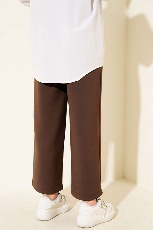 Pantalones De Buceo De Pierna Ancha Con Cintura Elástica, Color Marrón