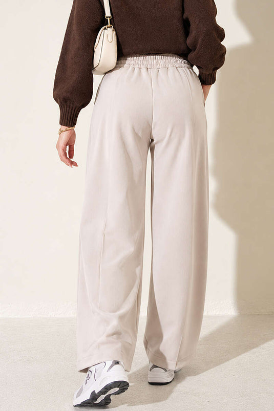 Bel Elastic Wide Leg Scuba Pants With Embellishments