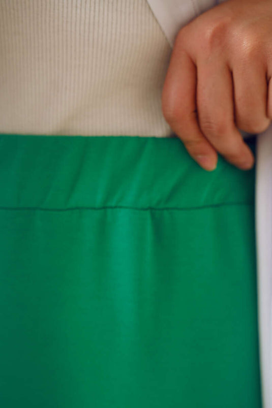 Pantalon Taille Élastique Deux Fils Grande Taille Vert