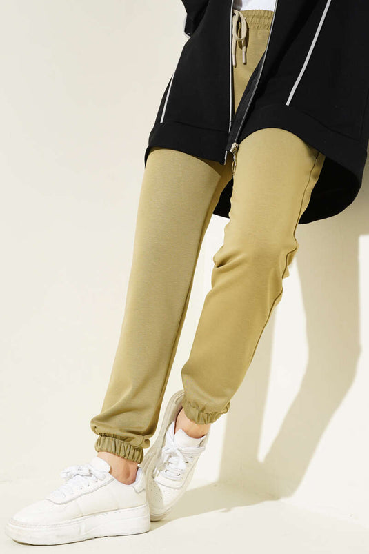 Bel Lastikli İpli Jogger Pantolon Çağla Yeşili