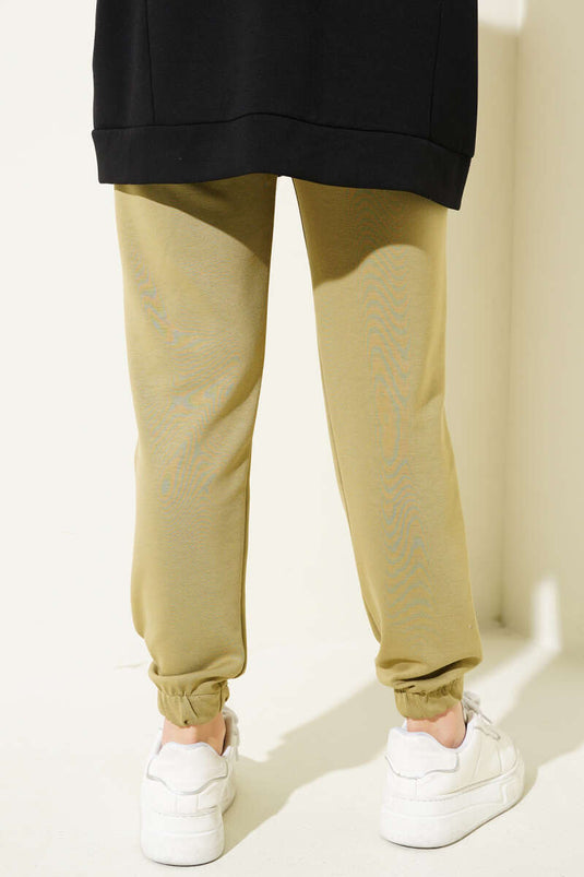 Bel Lastikli İpli Jogger Pantolon Çağla Yeşili