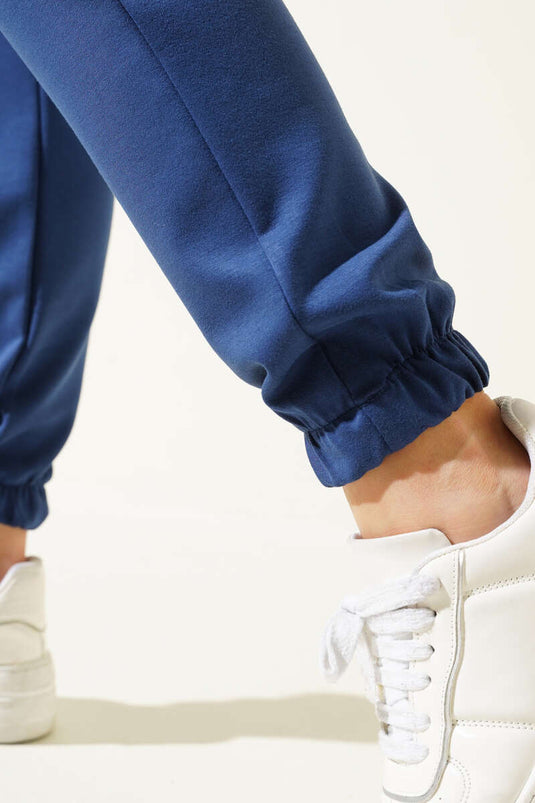 Bel Lastikli İpli Jogger Pantolon Lacivert