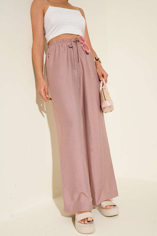 Drawstring Waist Trousers, Rose Pink
