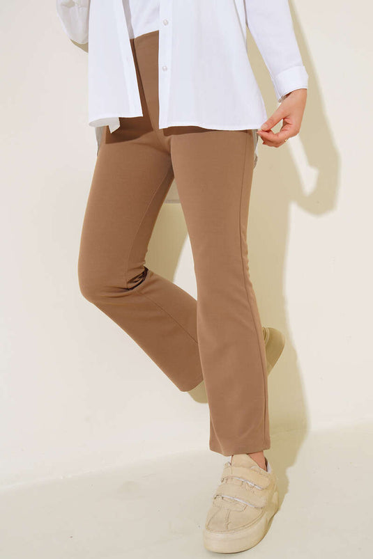 Belted Spanish Flared Trousers Sand Beige