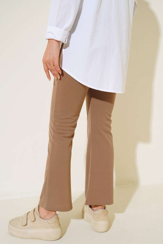 Belted Spanish Flared Trousers Sand Beige