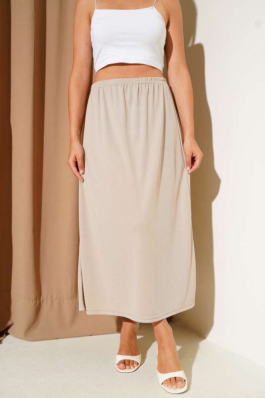 Bel Lastikli Jipon Bej