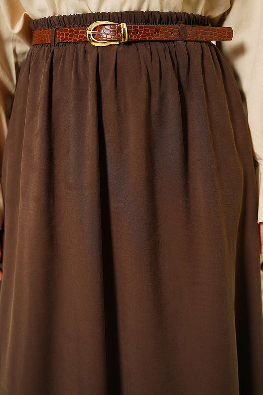 Gonna Tensel con Cintura Elastico Bella Marrone