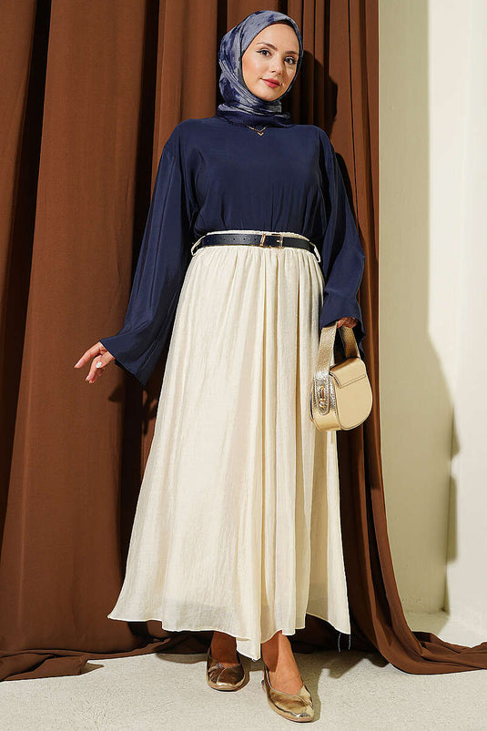 Beige Elastische Kloš Rok