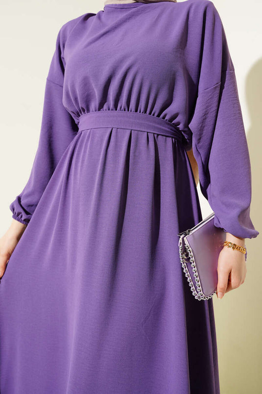 فستان أيروبين بحزام خصر مطاطي، أرجواني