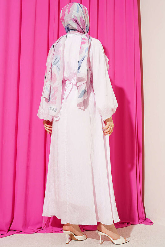 Robe rose avec ceinture élastique et volants