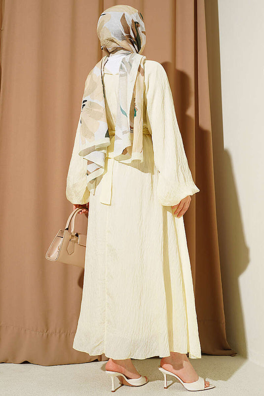 Robe jaune à volants avec ceinture élastique