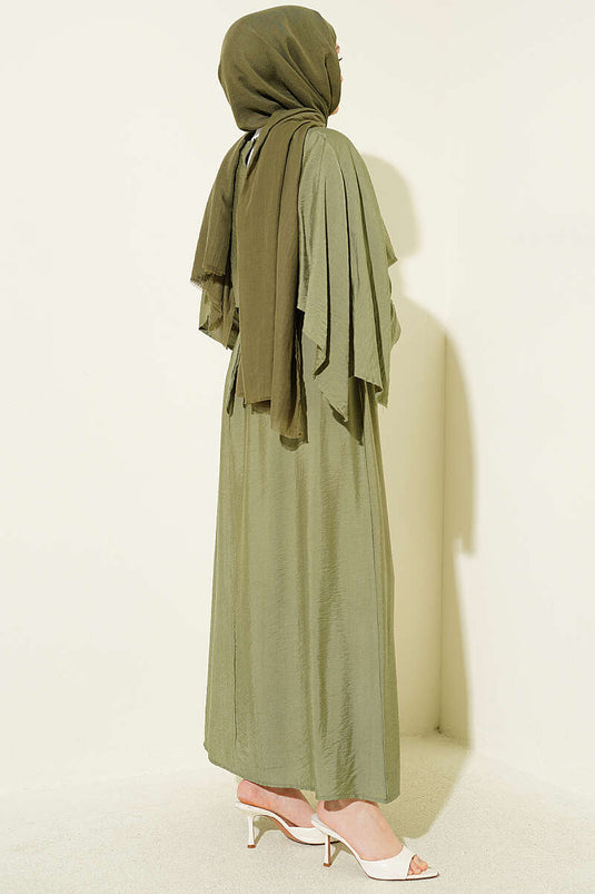 Robe à cape d'épaule avec ceinture élastique, vert pistache