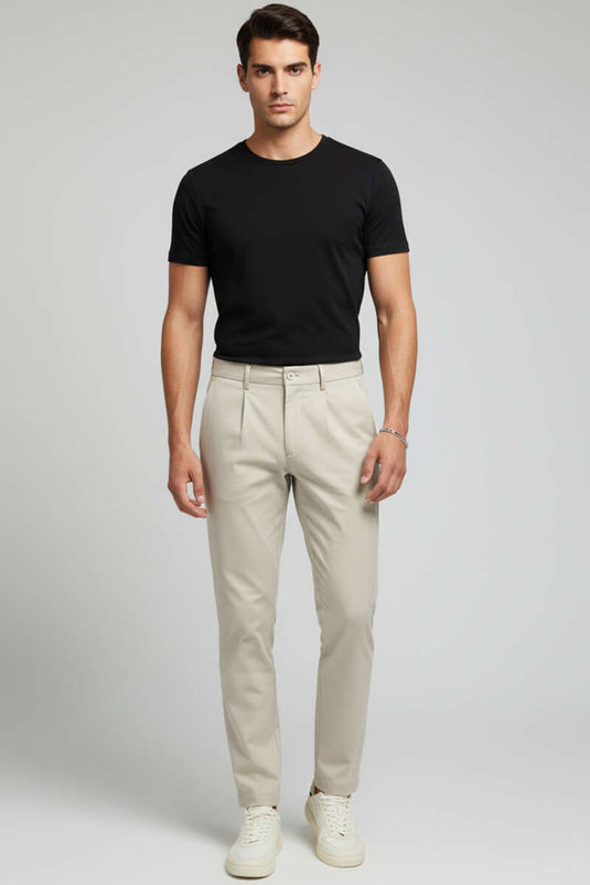 Pantalon en lycra pour homme avec taille élastique, beige