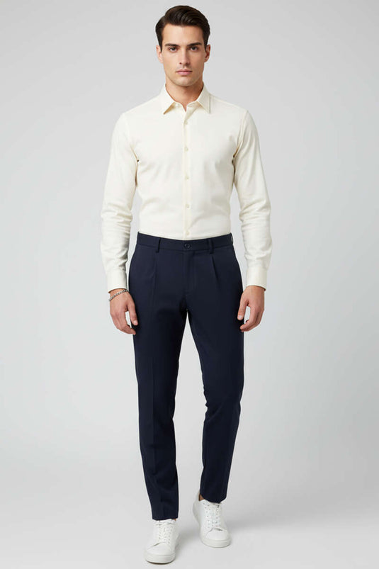 Pantalon en lycra pour homme avec taille élastique, bleu marine