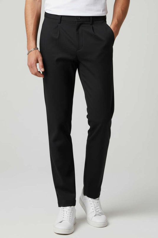 Bel Lastikli Likralı Erkek Pantolon Siyah