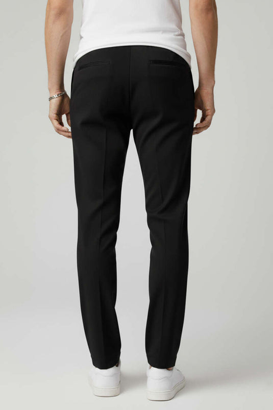 Pantalon pour homme avec taille élastique et Lycra, noir