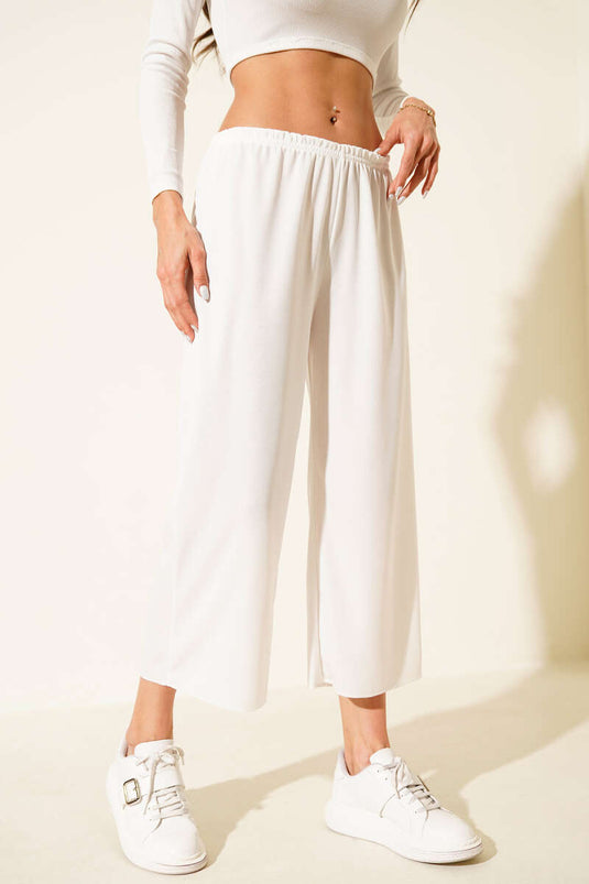 Elastic Waist Underwear Pants White