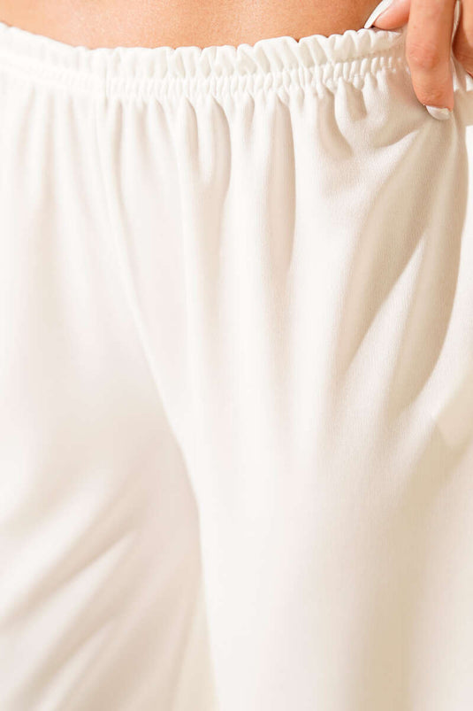 Elastic Waist Underwear Pants White