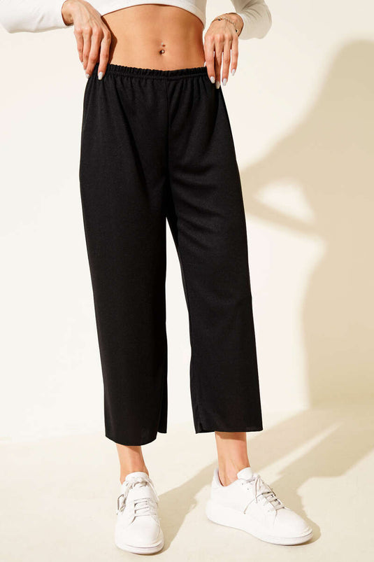 Black Underwear Pants with Elastic Waistband