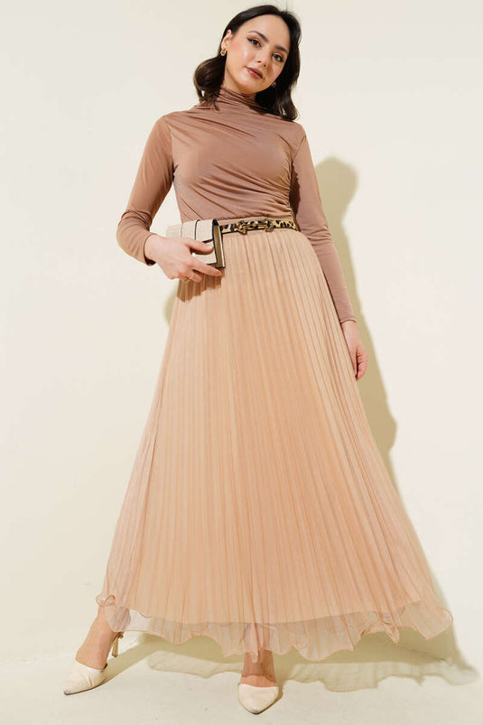 Jupe Buscuvi plissée en tulle à taille élastique et volants