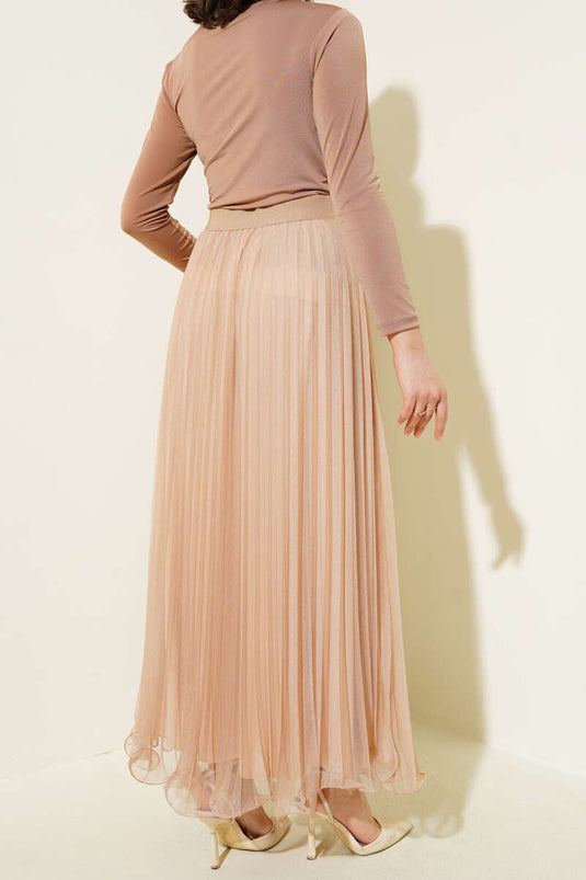 Jupe Buscuvi plissée en tulle à taille élastique et volants