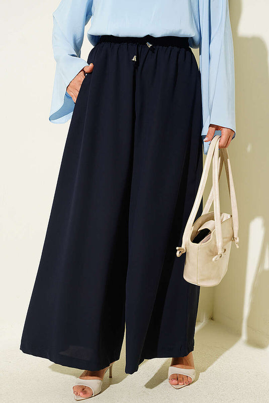 Navy Blue Elasticated Loose Pants