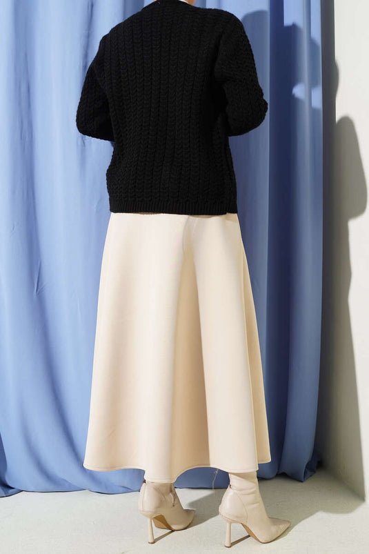 تنورة سكوبا بيل مطاطية بلون بيج