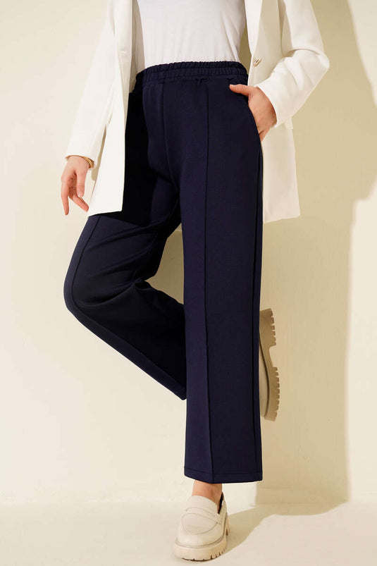 Pantaloni da sub blu navy con elastico in vita e tasche