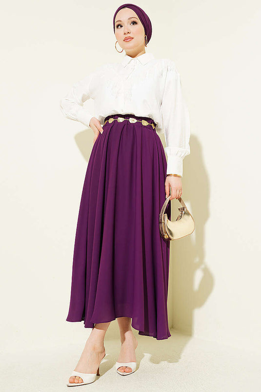 Jupe en chiffon à taille élastique violet