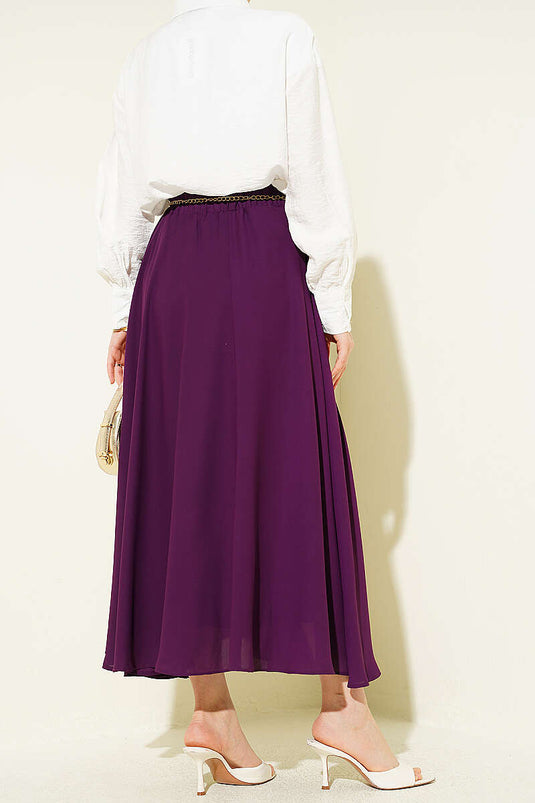 Jupe en chiffon à taille élastique violet