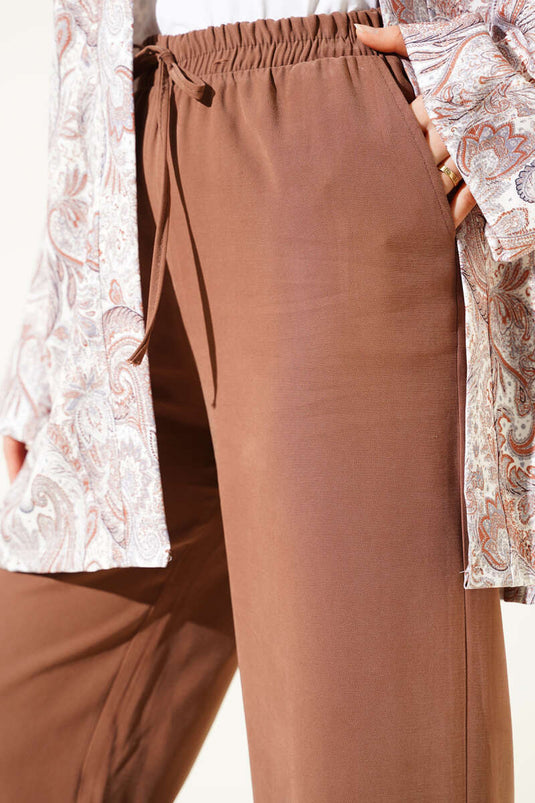 Tencel-Hose mit elastischem Bund, hellbraun