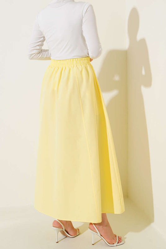 Yellow Terikoton Skirt with Elastic Waistband