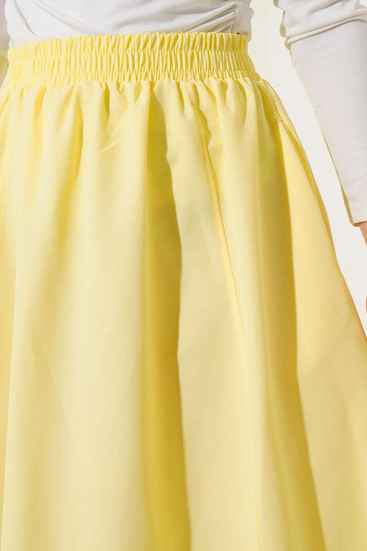 Yellow Terikoton Skirt with Elastic Waistband