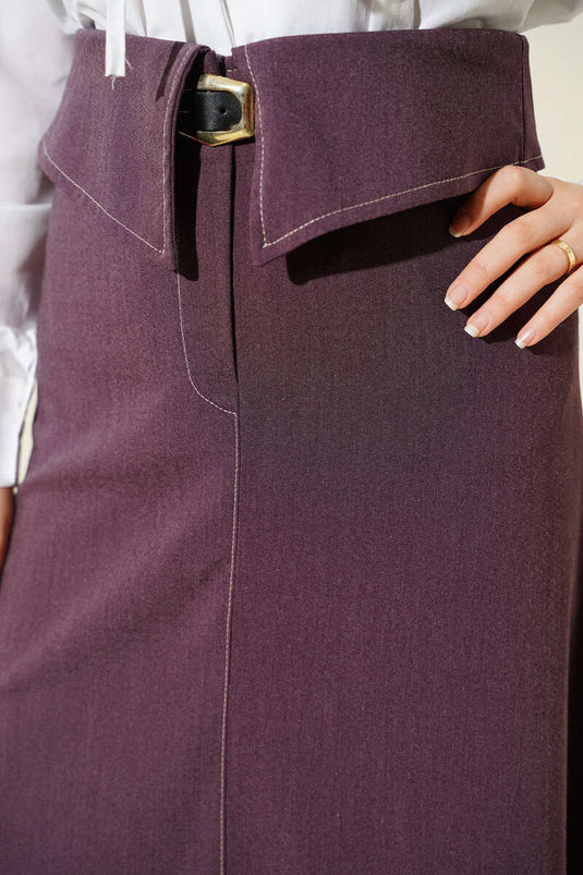 Two-Piece Belted Skirt Burgundy