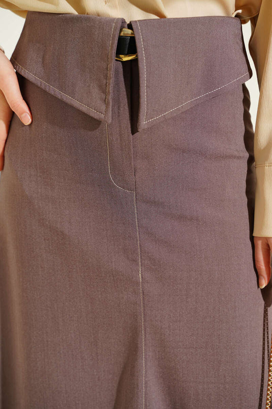 Jupe à ceinture bicolore marron