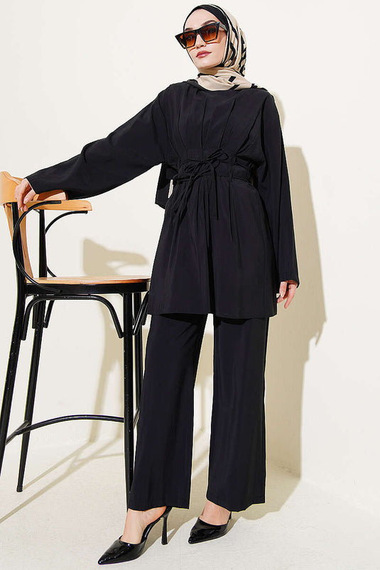 Ensemble modal noir à double cordon ceinturé Bel Pensli