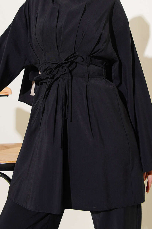 Ensemble modal noir à double cordon ceinturé Bel Pensli