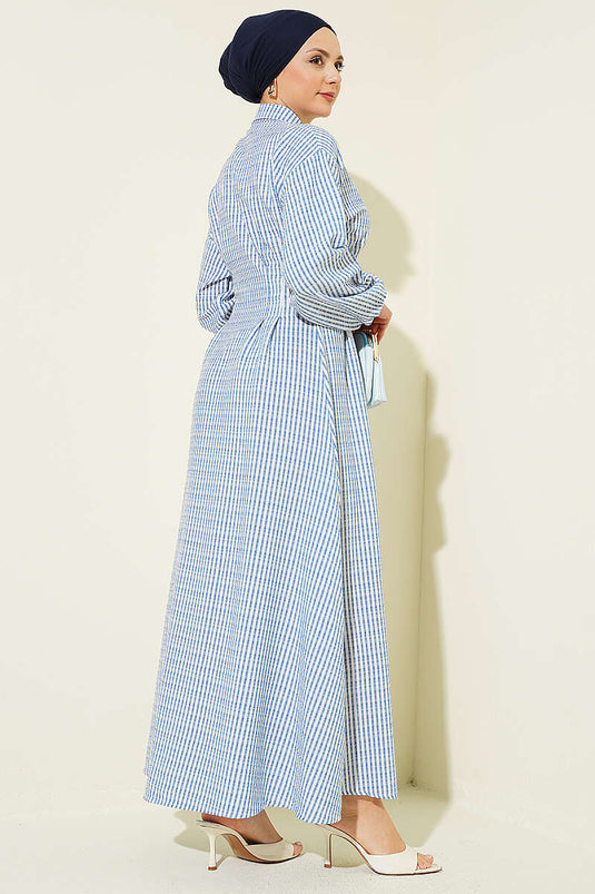 Robe boutonnée intégralement à rayures fines Bel Pensli indigo
