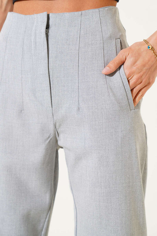 Bel Pensli Dar Paça Pantolon Gri