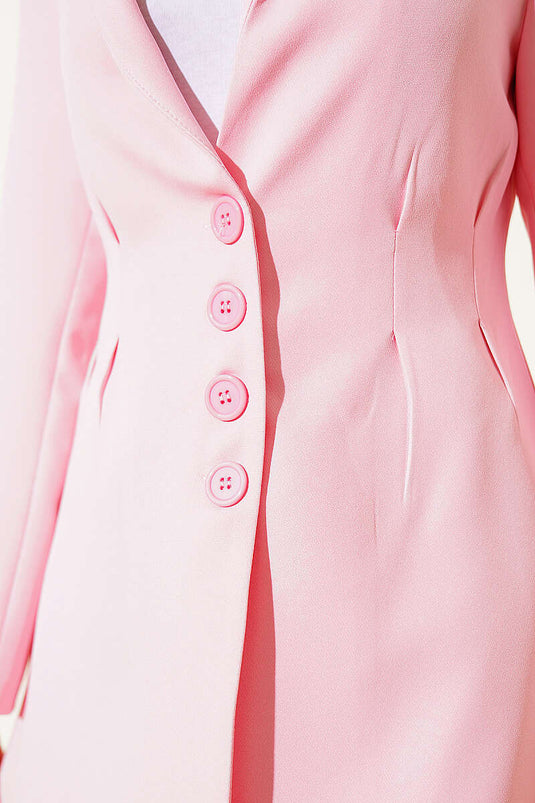 Veste blazer à boutons et ceinture rose