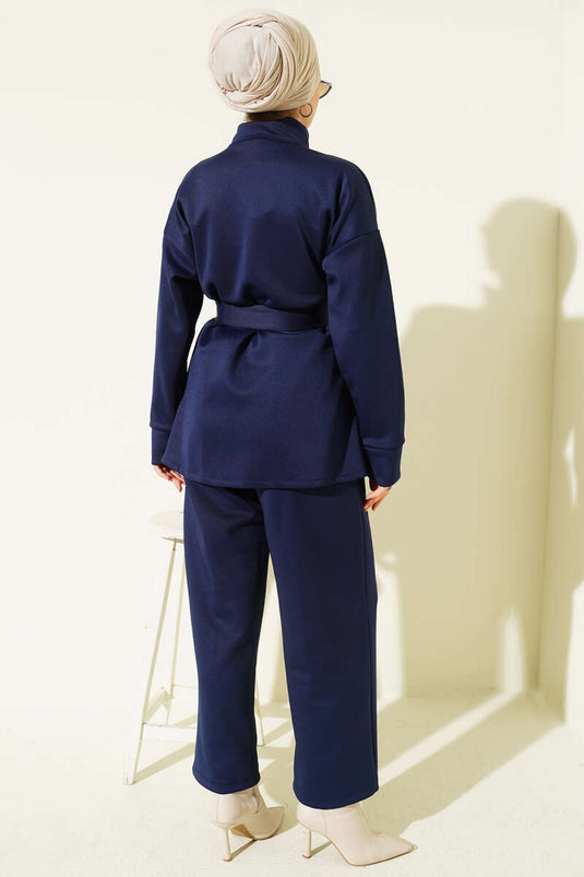 Bel Pensli Kuşaklı Scuba İkili Takım Lacivert