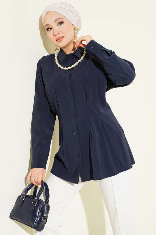 Chemise en modal Bel Pensli bleu marine