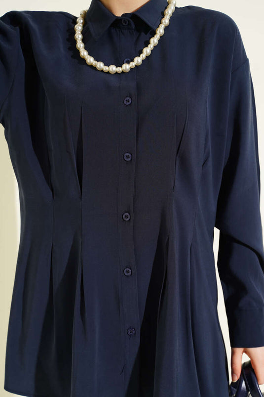 Chemise en modal Bel Pensli bleu marine