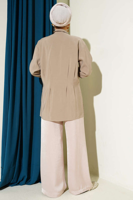 Bel Pensli Modal Gömlek Vizon